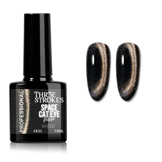 GV1129 THR3E STROKES 9D Glitter Cat Eye Gel Magnetic Nail Polish Art Manicure DIY at Home Soak Off UV Gel 7.5ML (CE31, 7.5ML)