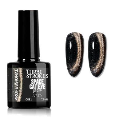 GV1129 THR3E STROKES 9D Glitter Cat Eye Gel Magnetic Nail Polish Art Manicure DIY at Home Soak Off UV Gel 7.5ML (CE31, 7.5ML)