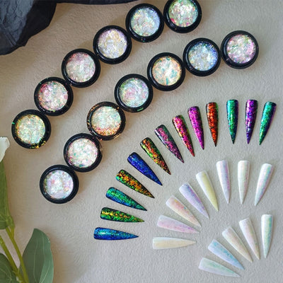 GV854 Transparent Chameleon Aurora Nail Powder – Glitter Chrome Pigment