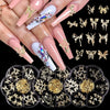 GV593 3D Gold Butterfly & Bow Nail Art Charms Set