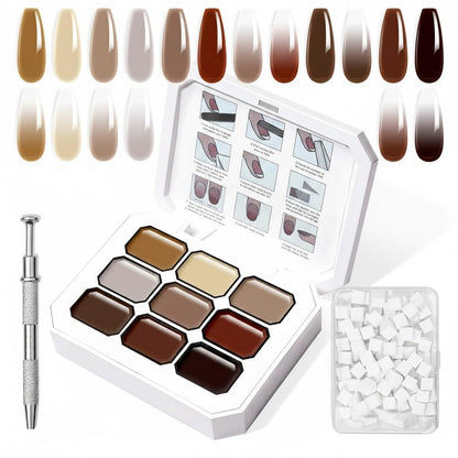 GV903 THR3E STROKES Ombre Gel Nail Polish with Nail Art Sponges for Pat Gel Ombre Color Palette Blush Effect Pat Painting Gradient Blooming Gels 9colors for Ombre Nails Multistyle French Manicure DIY