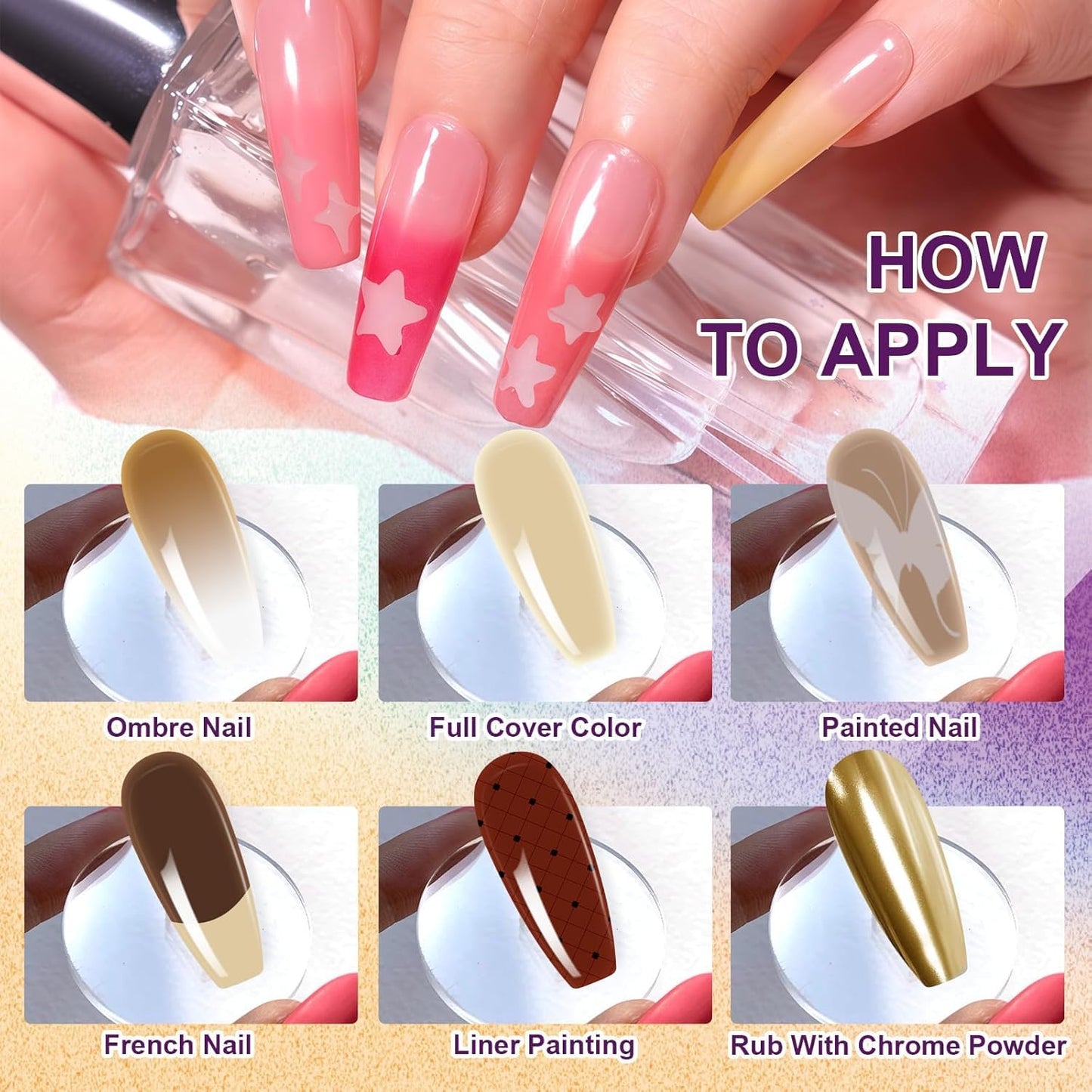 GV903 THR3E STROKES Ombre Gel Nail Polish with Nail Art Sponges for Pat Gel Ombre Color Palette Blush Effect Pat Painting Gradient Blooming Gels 9colors for Ombre Nails Multistyle French Manicure DIY