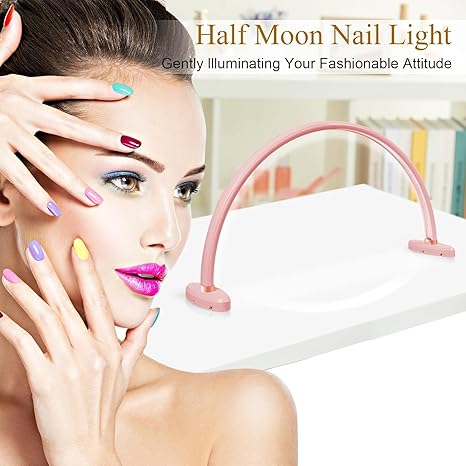 GV786 THR3E STROKES Half Moon Light for Nail Desk 16IN&20IN Nail Lamp for Desk LED Table Light Multiple Color Modes and Brightness for Beauty Eyelash Makeup Tattoo Spa Salon
