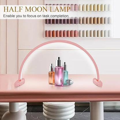 GV786 THR3E STROKES Half Moon Light for Nail Desk 16IN&20IN Nail Lamp for Desk LED Table Light Multiple Color Modes and Brightness for Beauty Eyelash Makeup Tattoo Spa Salon