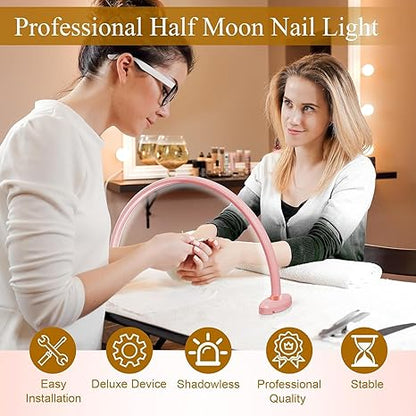 GV786 THR3E STROKES Half Moon Light for Nail Desk 16IN&20IN Nail Lamp for Desk LED Table Light Multiple Color Modes and Brightness for Beauty Eyelash Makeup Tattoo Spa Salon