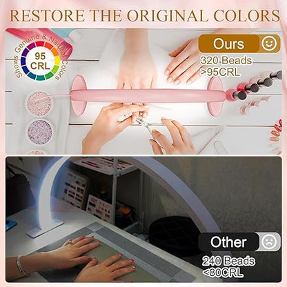GV786 THR3E STROKES Half Moon Light for Nail Desk 16IN&20IN Nail Lamp for Desk LED Table Light Multiple Color Modes and Brightness for Beauty Eyelash Makeup Tattoo Spa Salon