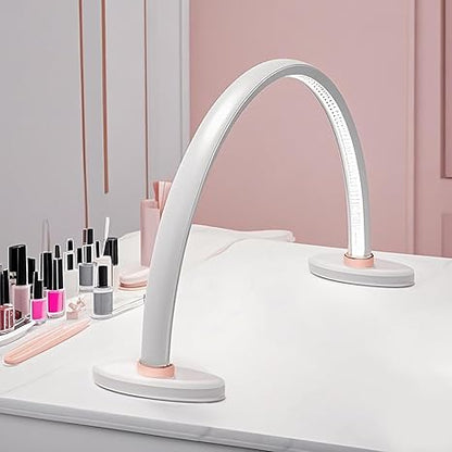 GV786 THR3E STROKES Half Moon Light for Nail Desk 16IN&20IN Nail Lamp for Desk LED Table Light Multiple Color Modes and Brightness for Beauty Eyelash Makeup Tattoo Spa Salon