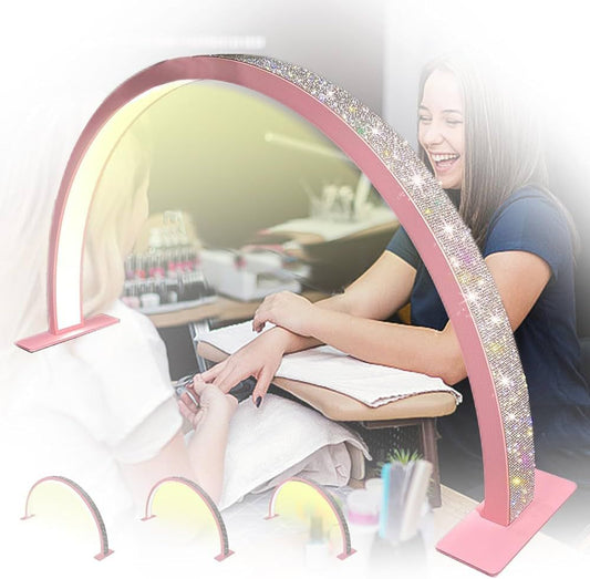 GV621 Half Moon Light with Limestone for Nail Desk, Lash Light Led Nail Tech Lamp Half Moon Light Nail Polish Dryer