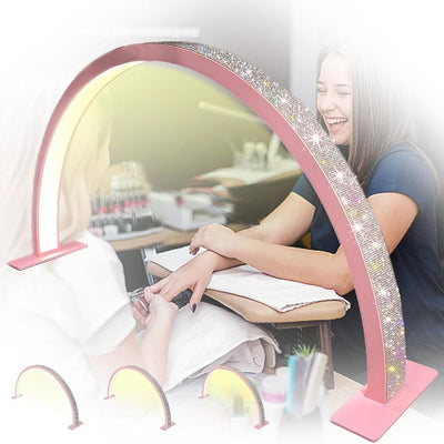 GV621 Half Moon Light with Limestone for Nail Desk, Lash Light Led Nail Tech Lamp Half Moon Light Nail Polish Dryer
