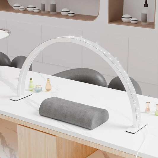 GV621 Half Moon Light with Limestone for Nail Desk, Lash Light Led Nail Tech Lamp Half Moon Light Nail Polish Dryer