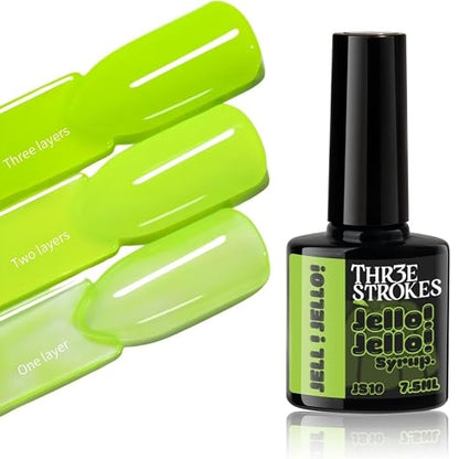 GV1154 THR3E STROKES Jello Jello Syrup Jelly Gel Nail Polish, 7.5ml, UV/LED Soak Off Gel, 28 Day Wear, Translucent Color Gel for Nail Art, 18 Shades