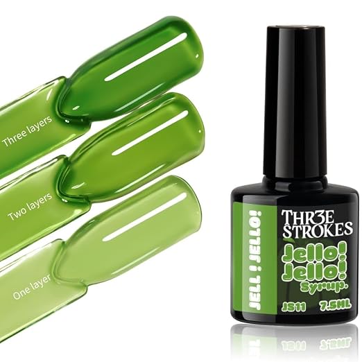 GV1154 THR3E STROKES Jello Jello Syrup Jelly Gel Nail Polish, 7.5ml, UV/LED Soak Off Gel, 28 Day Wear, Translucent Color Gel for Nail Art, 18 Shades
