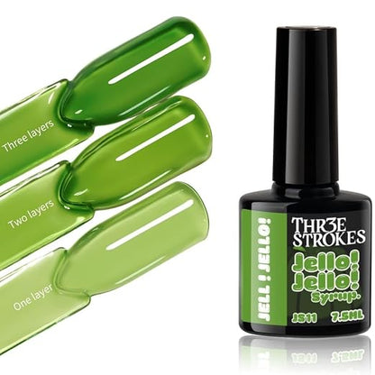 GV1154 THR3E STROKES Jello Jello Syrup Jelly Gel Nail Polish, 7.5ml, UV/LED Soak Off Gel, 28 Day Wear, Translucent Color Gel for Nail Art, 18 Shades