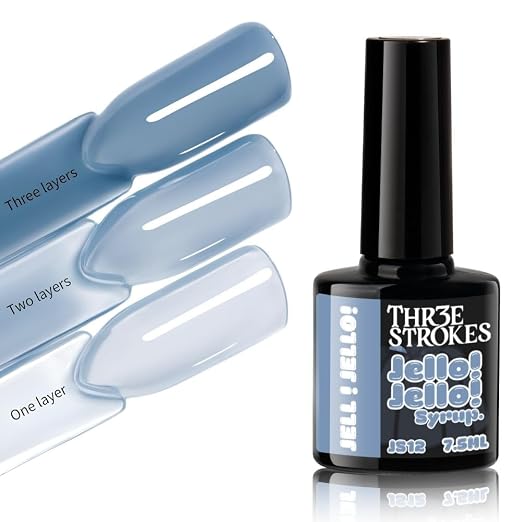 GV1154 THR3E STROKES Jello Jello Syrup Jelly Gel Nail Polish, 7.5ml, UV/LED Soak Off Gel, 28 Day Wear, Translucent Color Gel for Nail Art, 18 Shades