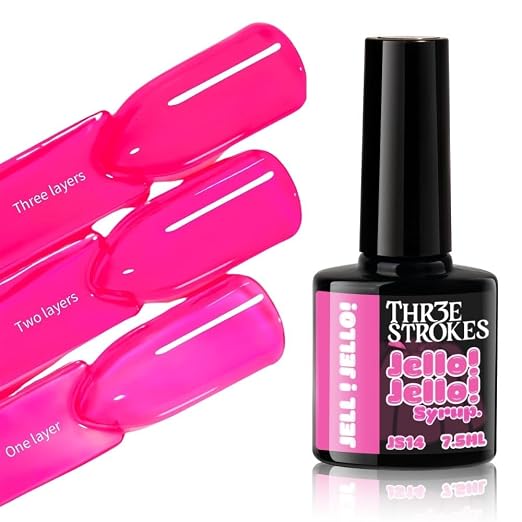 GV1154 THR3E STROKES Jello Jello Syrup Jelly Gel Nail Polish, 7.5ml, UV/LED Soak Off Gel, 28 Day Wear, Translucent Color Gel for Nail Art, 18 Shades