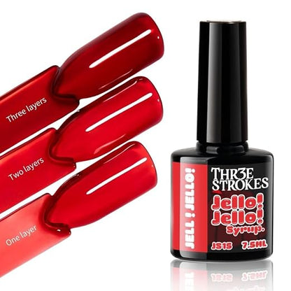 GV1154 THR3E STROKES Jello Jello Syrup Jelly Gel Nail Polish, 7.5ml, UV/LED Soak Off Gel, 28 Day Wear, Translucent Color Gel for Nail Art, 18 Shades