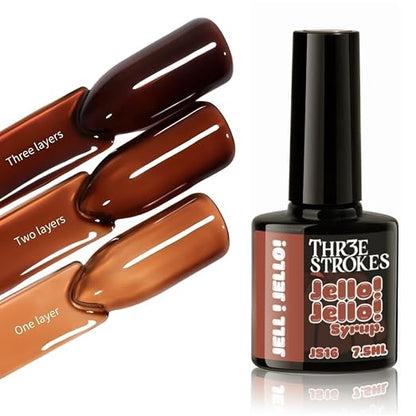GV1154 THR3E STROKES Jello Jello Syrup Jelly Gel Nail Polish, 7.5ml, UV/LED Soak Off Gel, 28 Day Wear, Translucent Color Gel for Nail Art, 18 Shades