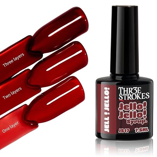GV1154 THR3E STROKES Jello Jello Syrup Jelly Gel Nail Polish, 7.5ml, UV/LED Soak Off Gel, 28 Day Wear, Translucent Color Gel for Nail Art, 18 Shades