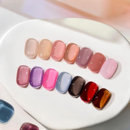 GV1154 THR3E STROKES Jello Jello Syrup Jelly Gel Nail Polish, 7.5ml, UV/LED Soak Off Gel, 28 Day Wear, Translucent Color Gel for Nail Art, 18 Shades