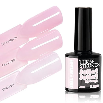 GV1154 THR3E STROKES Jello Jello Syrup Jelly Gel Nail Polish, 7.5ml, UV/LED Soak Off Gel, 28 Day Wear, Translucent Color Gel for Nail Art, 18 Shades