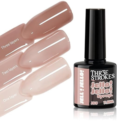 GV1154 THR3E STROKES Jello Jello Syrup Jelly Gel Nail Polish, 7.5ml, UV/LED Soak Off Gel, 28 Day Wear, Translucent Color Gel for Nail Art, 18 Shades