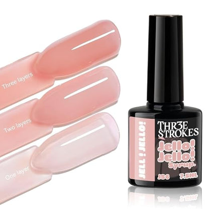 GV1154 THR3E STROKES Jello Jello Syrup Jelly Gel Nail Polish, 7.5ml, UV/LED Soak Off Gel, 28 Day Wear, Translucent Color Gel for Nail Art, 18 Shades
