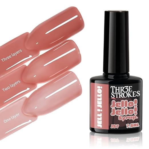 GV1154 THR3E STROKES Jello Jello Syrup Jelly Gel Nail Polish, 7.5ml, UV/LED Soak Off Gel, 28 Day Wear, Translucent Color Gel for Nail Art, 18 Shades