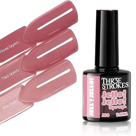 GV1154 THR3E STROKES Jello Jello Syrup Jelly Gel Nail Polish, 7.5ml, UV/LED Soak Off Gel, 28 Day Wear, Translucent Color Gel for Nail Art, 18 Shades