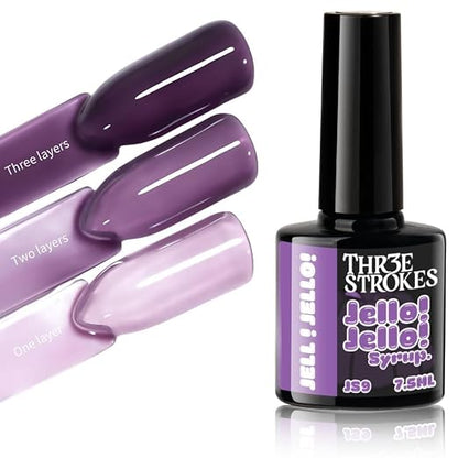 GV1154 THR3E STROKES Jello Jello Syrup Jelly Gel Nail Polish, 7.5ml, UV/LED Soak Off Gel, 28 Day Wear, Translucent Color Gel for Nail Art, 18 Shades