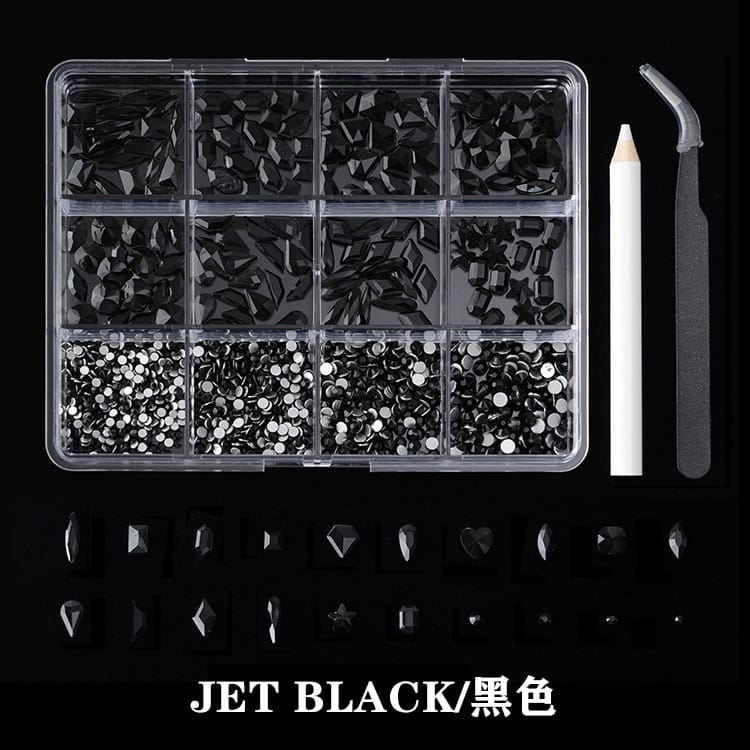 GV634 Nail Art Rhinestone Set – 3D Crystal Gems Kit with Picker Tool