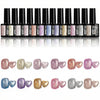 GV904 THR3E STROKES Korean Silk Cat Eye Gel Polish Set - 12 Colors (7.5ml) - Magnetic Velvet Shimmer Effect - UV/LED Soak Off Nail Art Manicure Kit (KS01-KS12) (KOREAN SILK)
