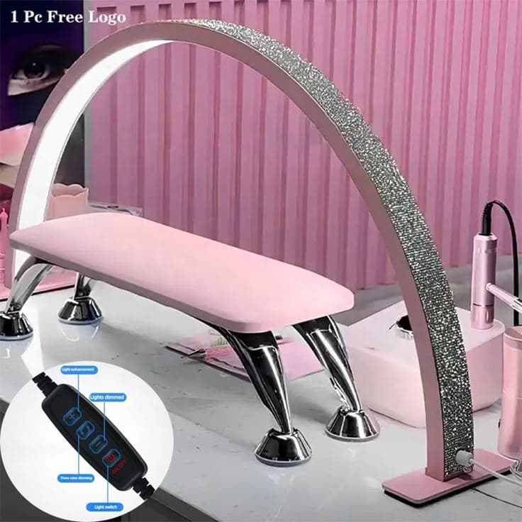 GV909 Curved Arch LED Nail Desk Lamp – Modern Table Light for Nail Art, Manicure Workstation & Studio Use