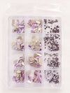 GV1149 Lavender Pink Assorted Nail Art Rhinestones & Crystal Charms – 12-Compartment Set