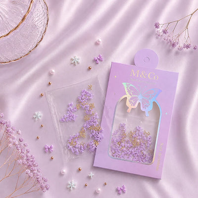 GV1114 M&Co 3D Lavender Purple Bow Knot Nail Art Decorations Set – Mini Shapes and Gold Accents