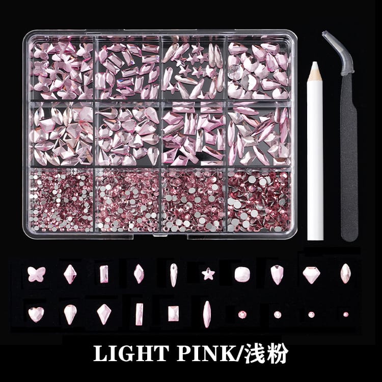 GV634 Nail Art Rhinestone Set – 3D Crystal Gems Kit with Picker Tool