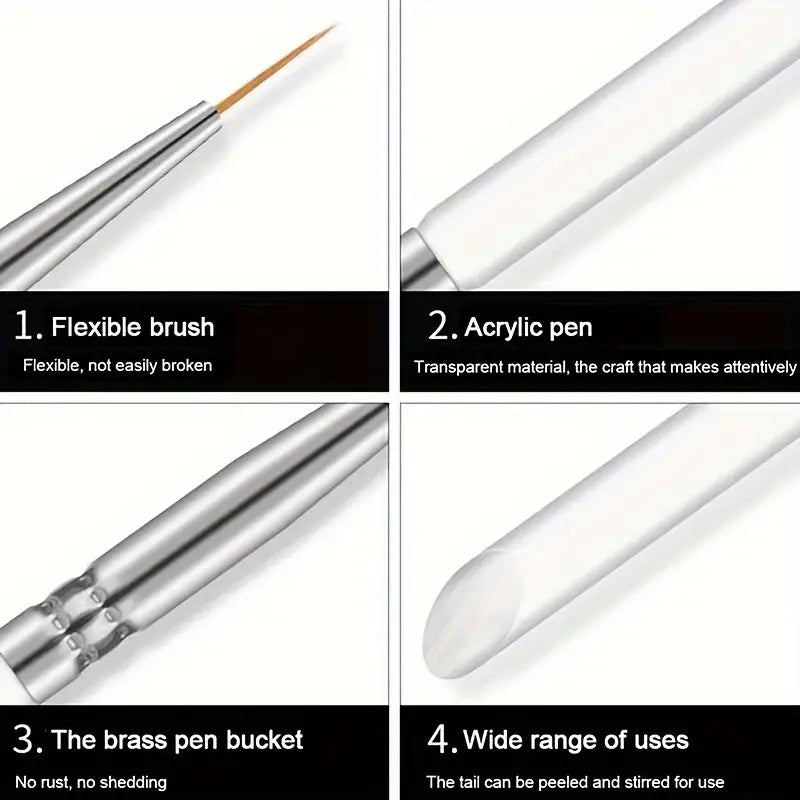 GV763 Nail Liner Brushes Set – Fine Nail Art Brush Pen for Manicure & Pedicure, Acrylic Powder, Dipping & Drawing Designs