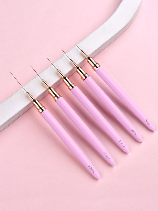 GV618 5pcs Nail Art Liner Brush Set – Precision Painting Tools (7mm–20mm)