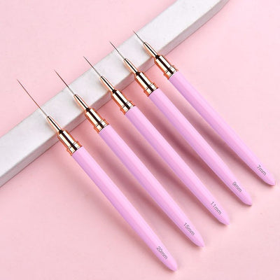 GV618 5pcs Nail Art Liner Brush Set – Precision Painting Tools (7mm–20mm)