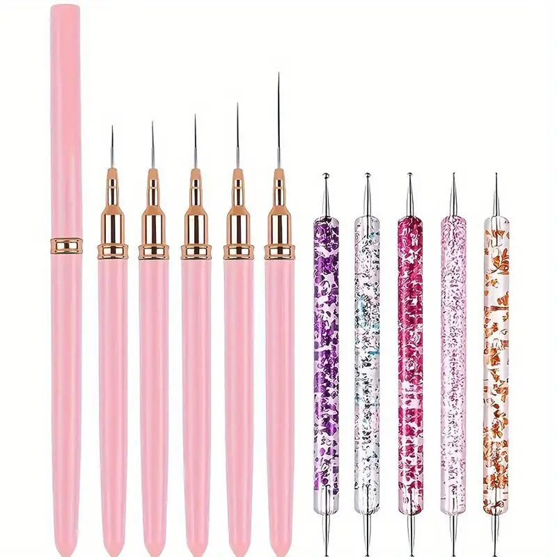 GV751 Nail Art Liner Brush Set – Double-Ended Striping, Drawing & Gel Painting Pens for Professional Manicure and Nail Design