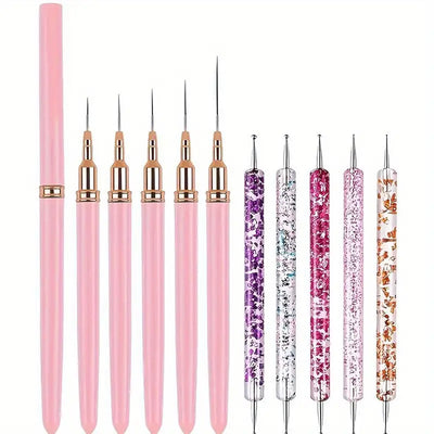 GV751 Nail Art Liner Brush Set – Double-Ended Striping, Drawing & Gel Painting Pens for Professional Manicure and Nail Design