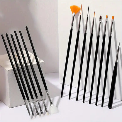 GV748 20pcs Professional Nail Art Brush Set – Acrylic & Gel Polish Design Tools with Flat, Fan, Liner, and Dotting Tips for Manicure