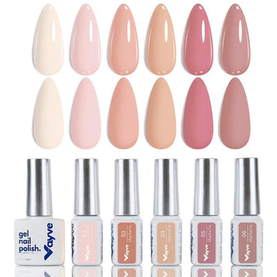 GV971 Marbella Nude Gel Polish Set – 6 Soft Pink & Nude Shades