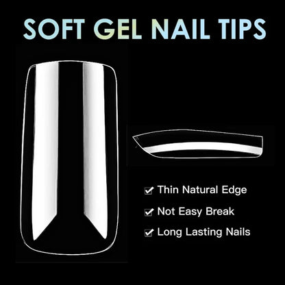 GV974 Vayve Soft Gel Nail Tips – Half Matte Pre Buff & Full Clear, 120 Pcs (12 Sizes)