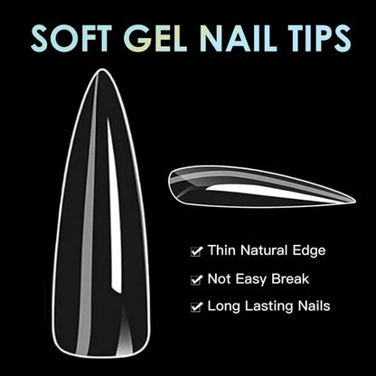 GV974 Vayve Soft Gel Nail Tips – Half Matte Pre Buff & Full Clear, 120 Pcs (12 Sizes)