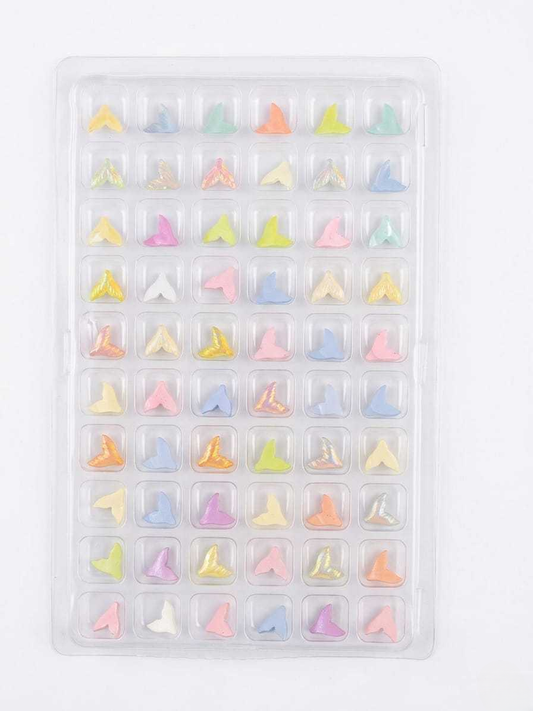GV1085 3D Mermaid Tail Nail Charms Set – Pastel & Aurora Resin Nail Art Decorations for Acrylic, Gel & DIY Manicure (60 Pcs Assorted Colors)