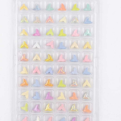 GV1085 3D Mermaid Tail Nail Charms Set – Pastel & Aurora Resin Nail Art Decorations for Acrylic, Gel & DIY Manicure (60 Pcs Assorted Colors)