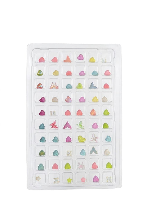 GV1087 Mixed 3D Nail Charms Set – Heart, Butterfly, Star & Mermaid Tail Resin Nail Art Decorations for Acrylic, Gel & DIY Manicure (60 Pcs Assorted Designs)