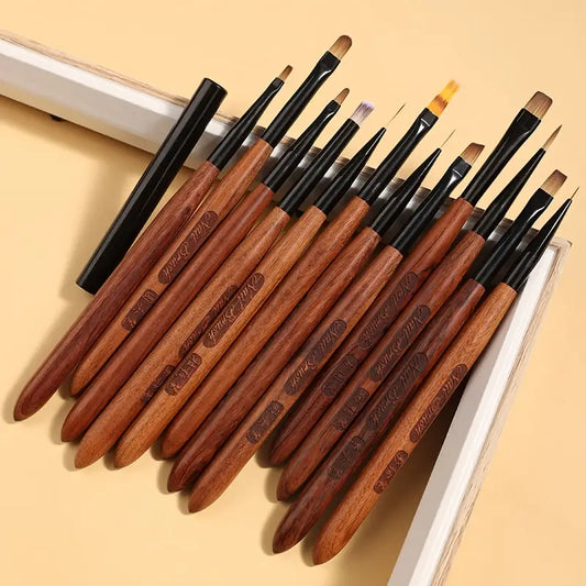 GV761 12pcs Professional Nail Art Brush Set – Gel, Gradient, Detail Brushes & Dotting Pen for Nail Design