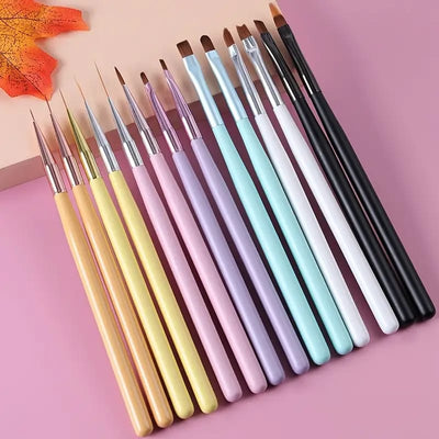 GV703 14PCS Professional Nail Art Brush Set – Liner, Gel Polish & Detailing Brushes for Nail Design