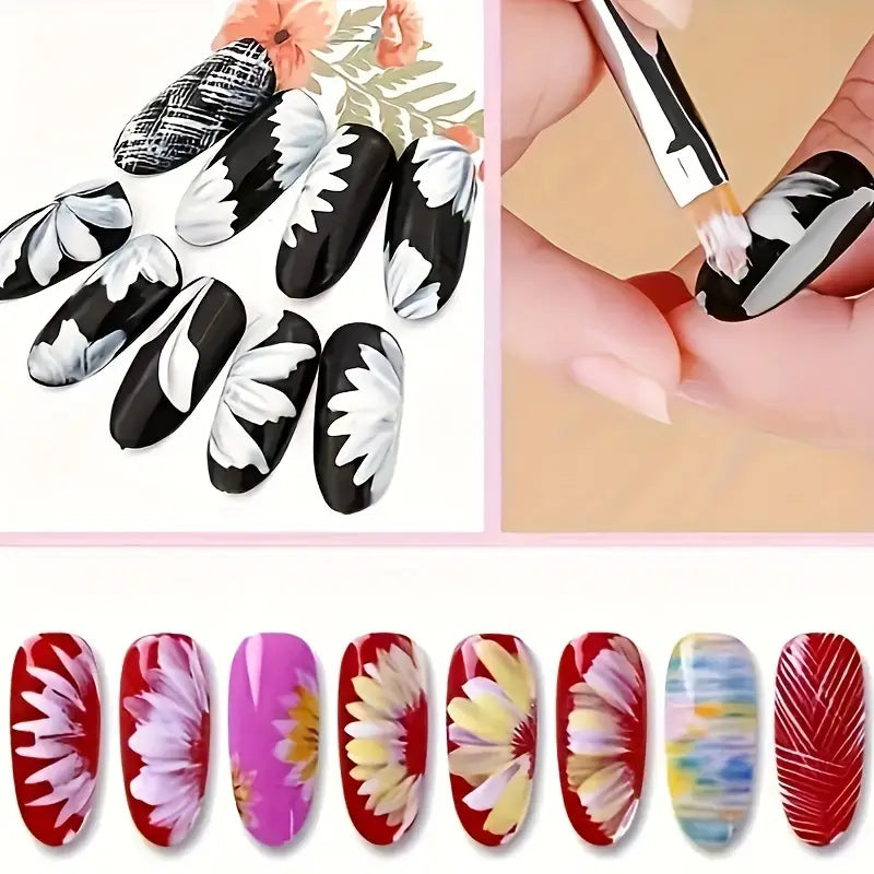 GV759 8PCS Nail Art Brush Set – Professional Acrylic & Gel Design Tools with 3D Builder Pen for Salon-Quality Manicures